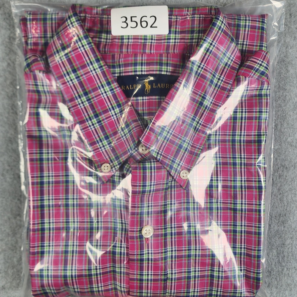 Ralph Lauren Plaid Shirt Men L Pink Multicolor Blue Pony Button Down Long-Sleeve - Picture 12 of 12